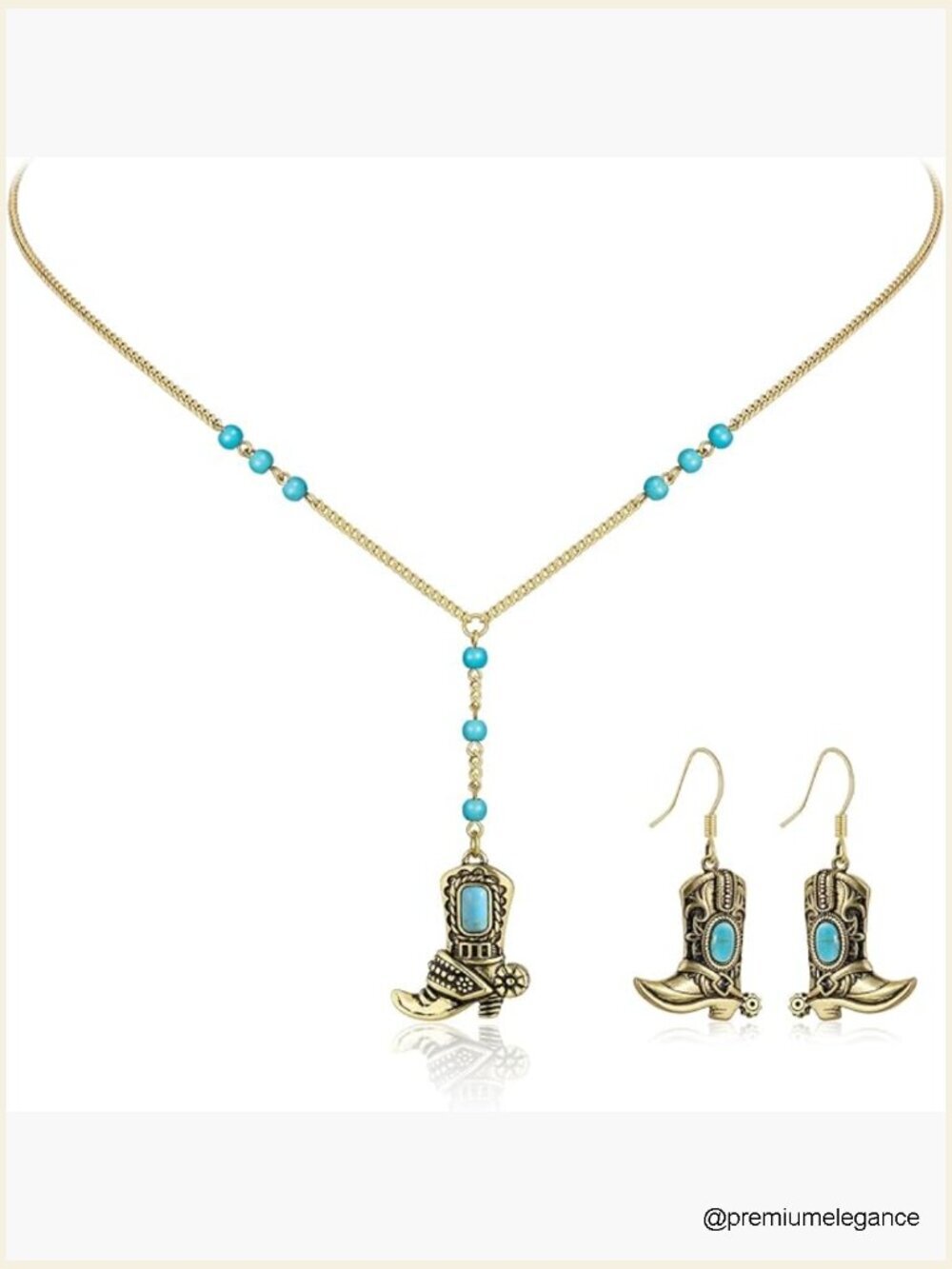 2-Piece Western Turquoise Jewelry Set - Necklace & Earrings